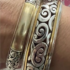 Elegant Brighton Silver and Gold Scroll Bangles